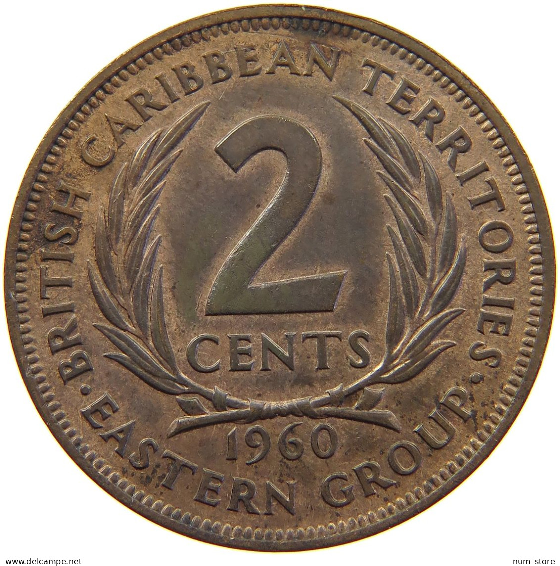 BRITISH CARIBBEAN TERRITORIES 2 CENTS 1960 Elizabeth II. (1952-2022) #s017 0293 - Caribe Británica (Territorios Del)