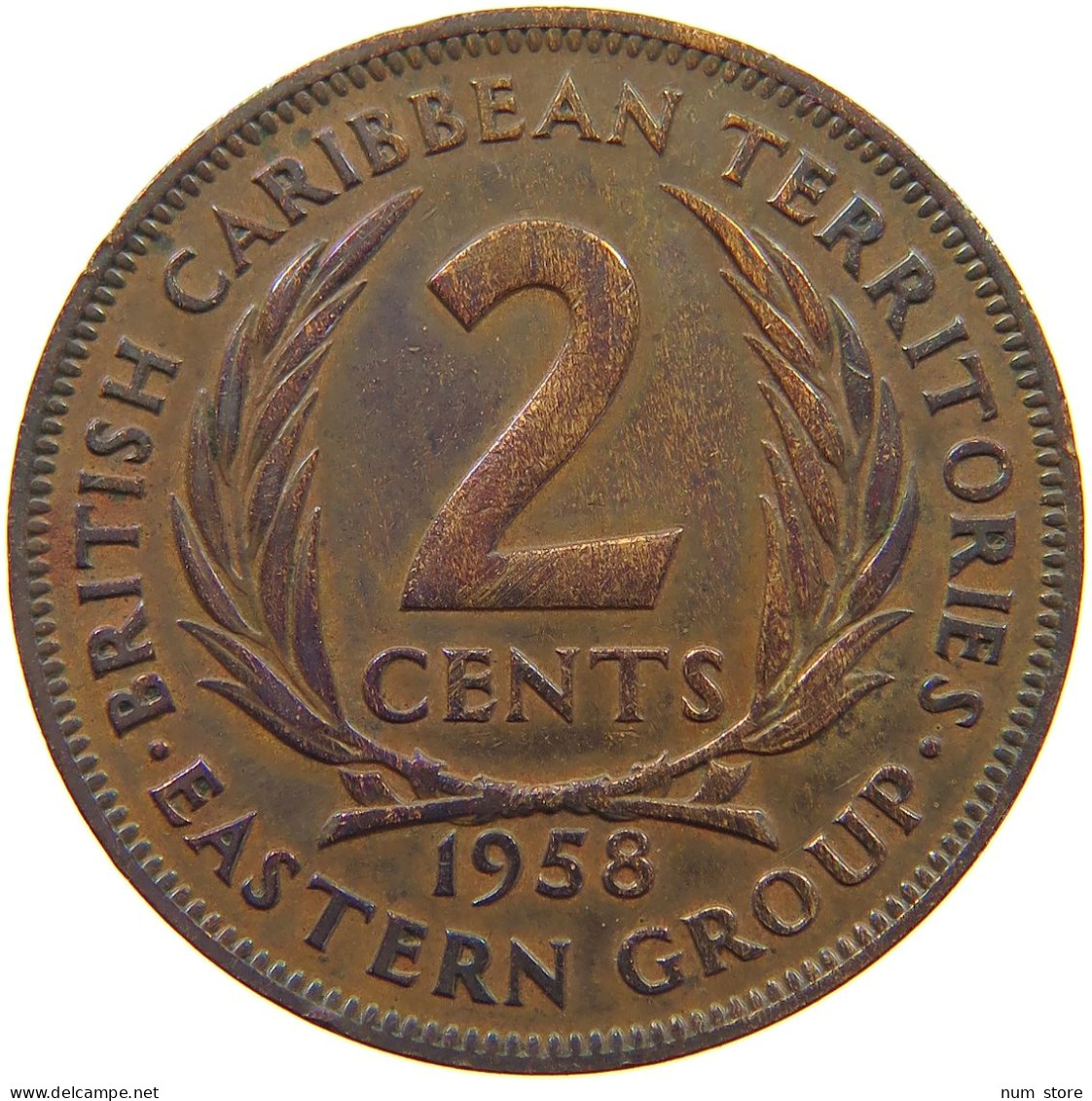 BRITISH CARIBBEAN TERRITORIES 2 CENTS 1958 Elizabeth II. (1952-2022) #a066 0037 - Territoires Britanniques Des Caraïbes