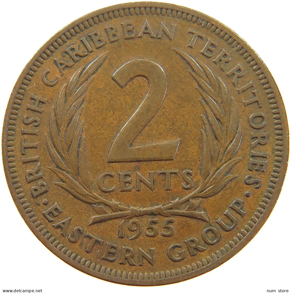 BRITISH CARIBBEAN TERRITORIES 2 CENTS 1955 Elizabeth II. (1952-2022) #a041 0131 - Britse-karibisher Territorien