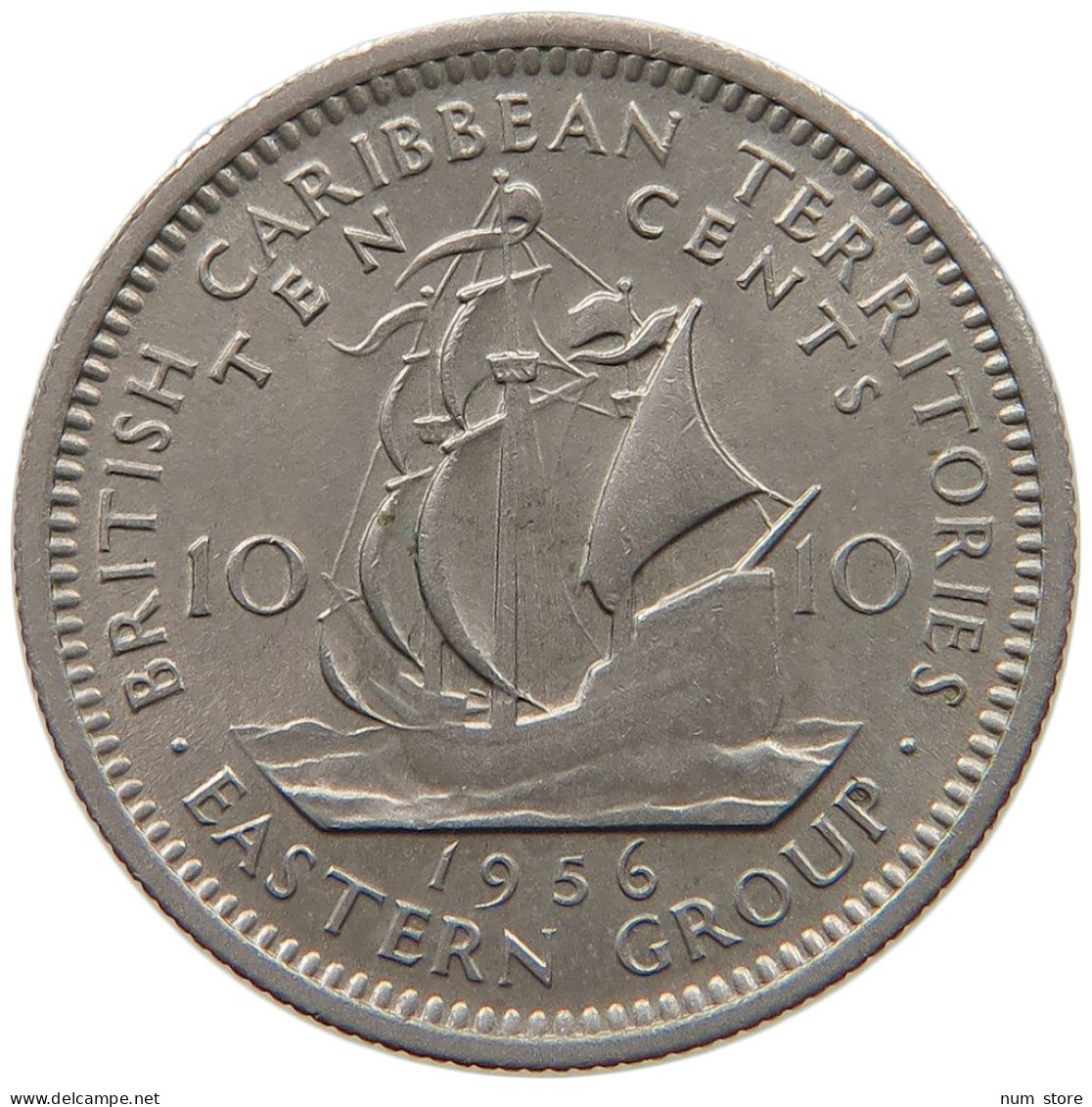 BRITISH CARIBBEAN TERRITORIES 10 CENTS 1956 Elizabeth II. (1952-2022) #c011 0123 - Caribe Británica (Territorios Del)