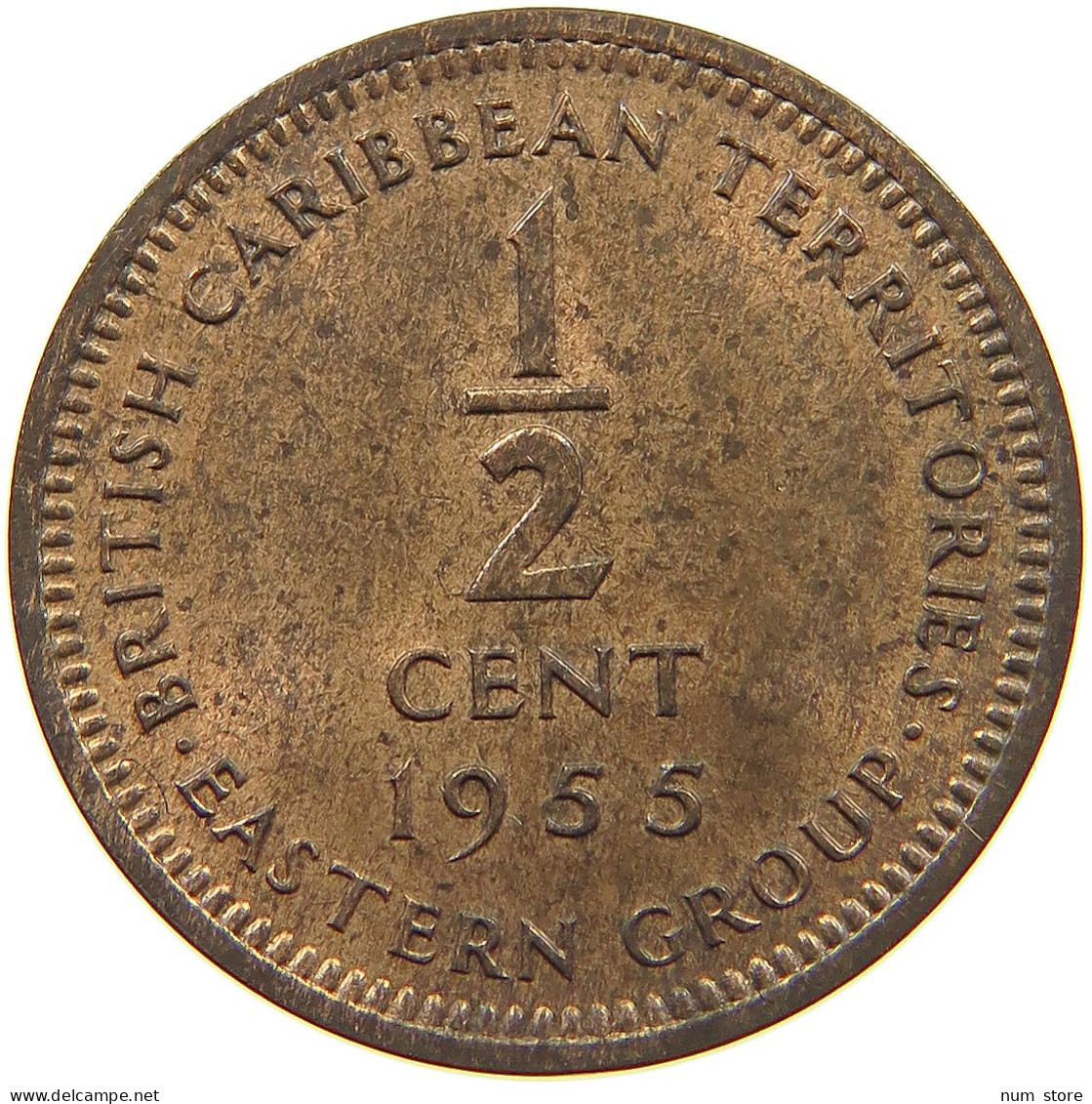 BRITISH CARIBBEAN TERRITORIES 1/2 CENT 1955 Elizabeth II. (1952-2022) #a051 0123 - Caribe Británica (Territorios Del)