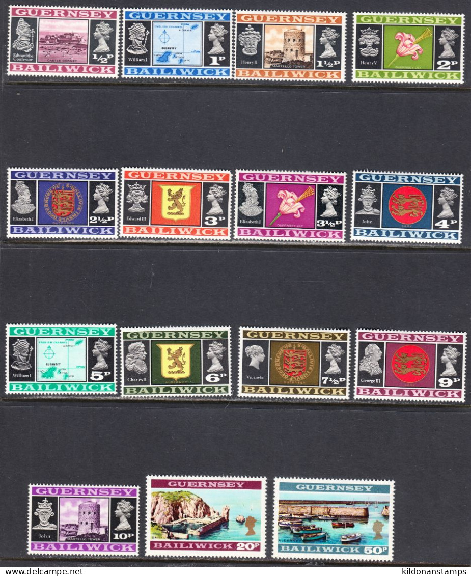 Guernsey 1971 Mint No Hinge, Sc# 41-55, SG - Guernsey