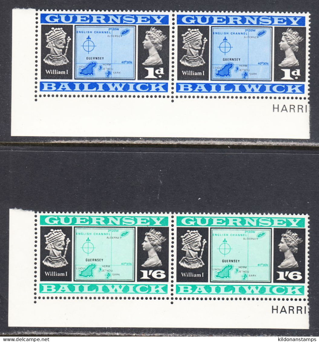 Guernsey 1969-70 Mint No Hinge, Pairs, Sc# 28-29, SG - Guernesey