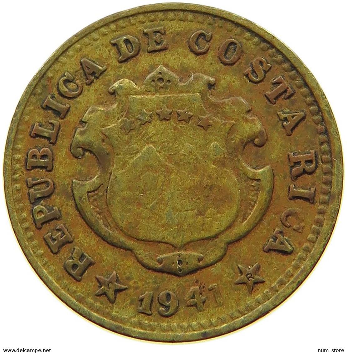COSTA RICA 5 CENTIMOS 1941  #s071 0285 - Costa Rica