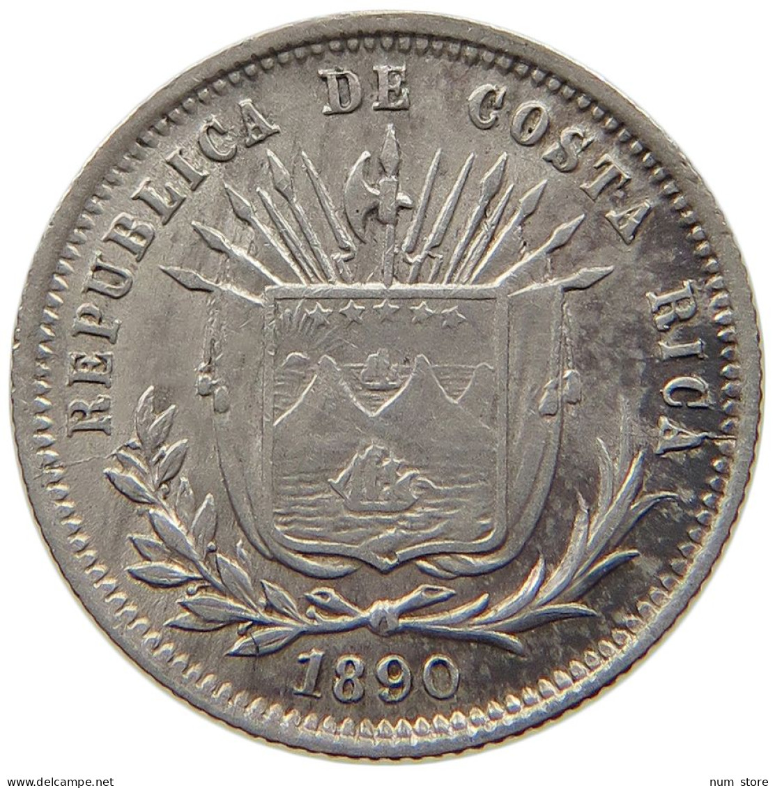 COSTA RICA 5 CENTAVOS 1890 HEATON  #t064 0259 - Costa Rica