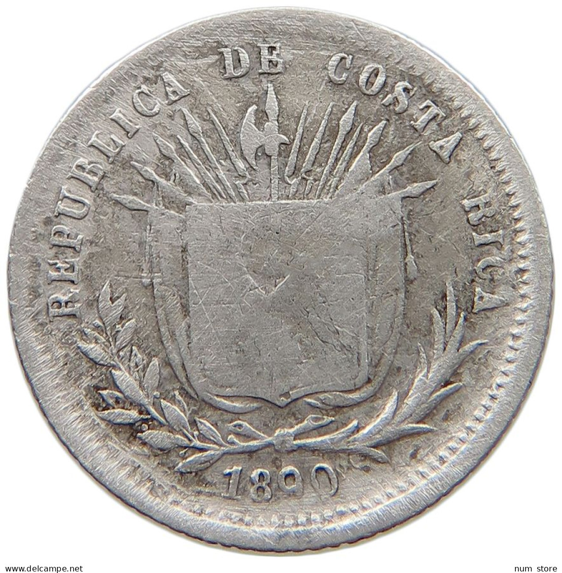 COSTA RICA 5 CENTAVOS 1890  #t133 0271 - Costa Rica