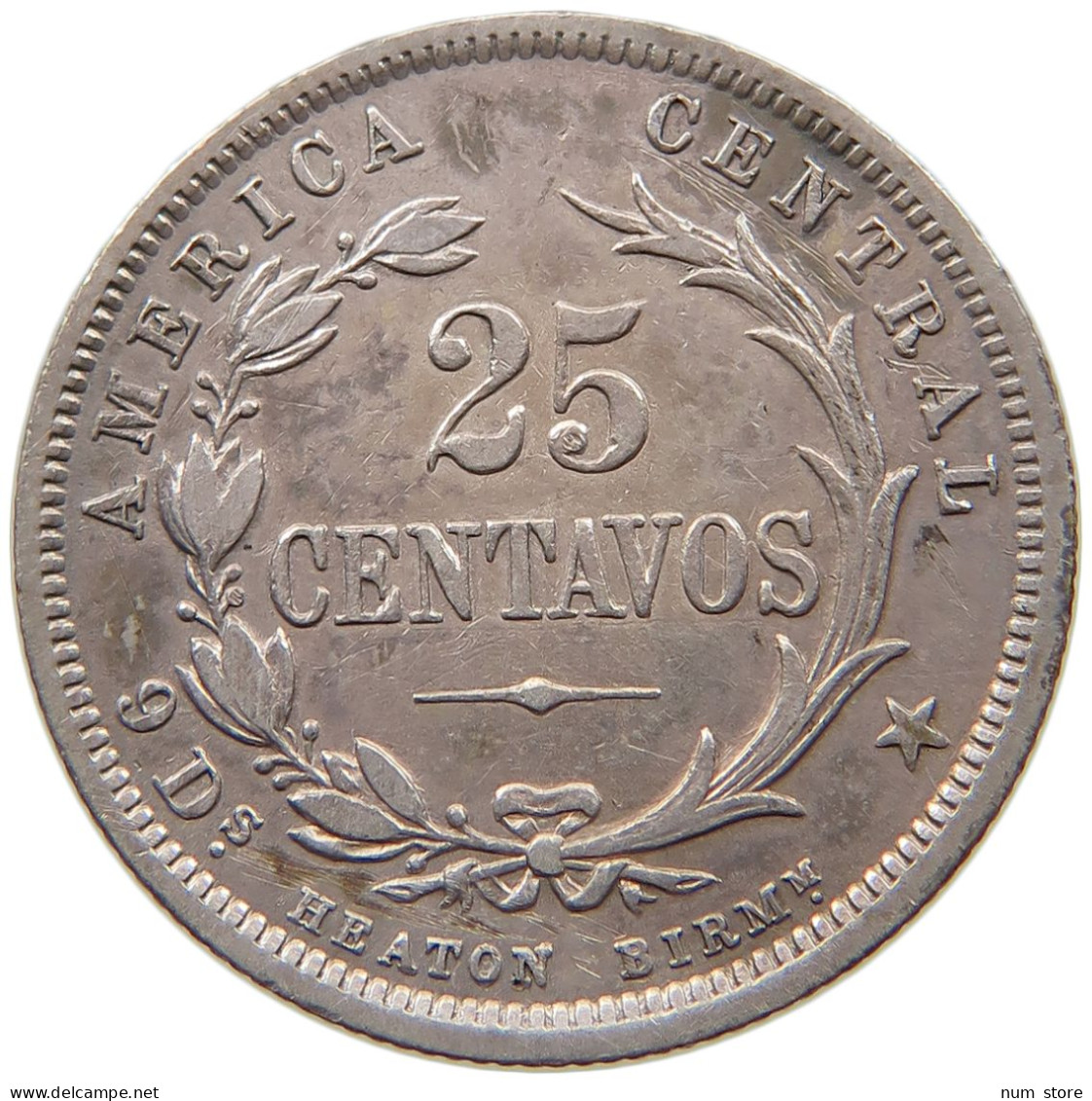 COSTA RICA 25 CENTAVOS 1893 HEATON  #t135 0033 - Costa Rica