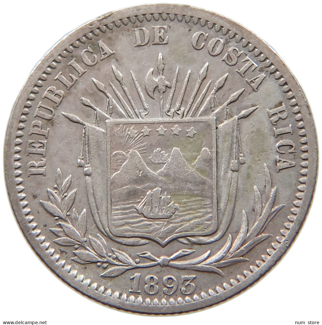 COSTA RICA 25 CENTAVOS 1893 HEATON  #t135 0033 - Costa Rica