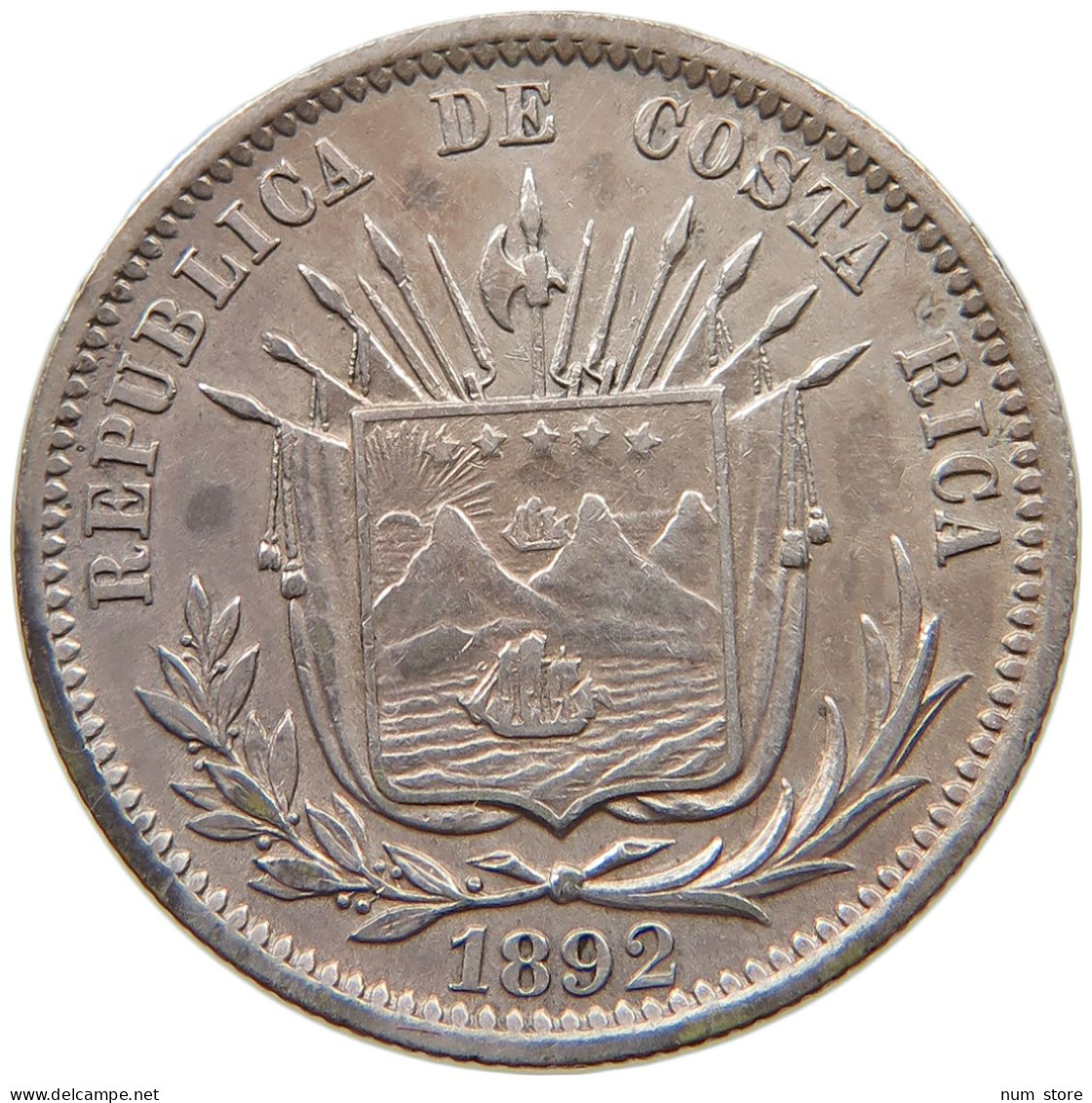 COSTA RICA 25 CENTAVOS 1892  #t135 0037 - Costa Rica