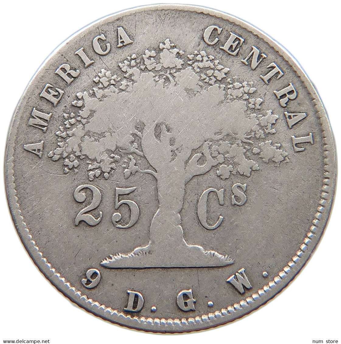 COSTA RICA 25 CENTAVOS 1875 RARE #t133 0185 - Costa Rica