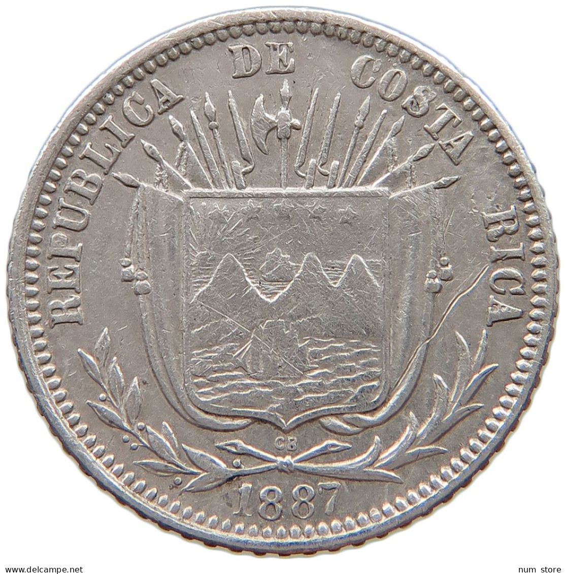 COSTA RICA 10 CENTAVOS 1887  #t133 0255 - Costa Rica