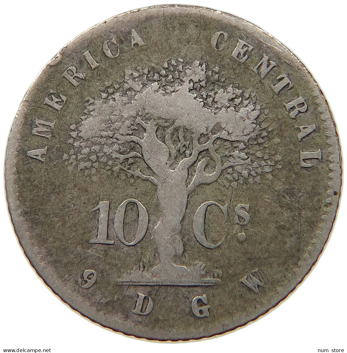 COSTA RICA 10 CENTAVOS 1875 DIE BREAK #t064 0231 - Costa Rica