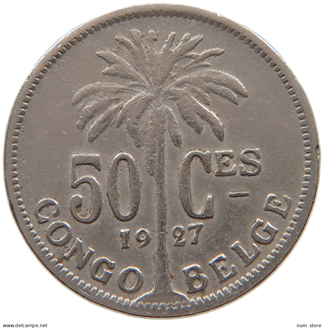 CONGO BELGIAN 50 CENTIMES 1927  #a061 0089 - 1910-1934: Alberto I