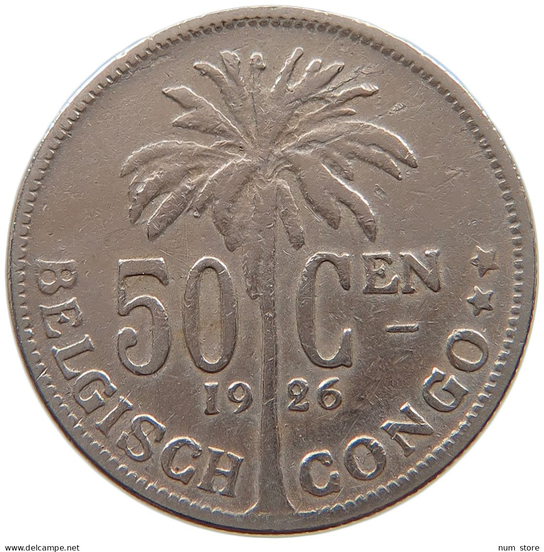 CONGO BELGIAN 50 CENTIMES 1926  #a061 0161 - 1910-1934: Albert I