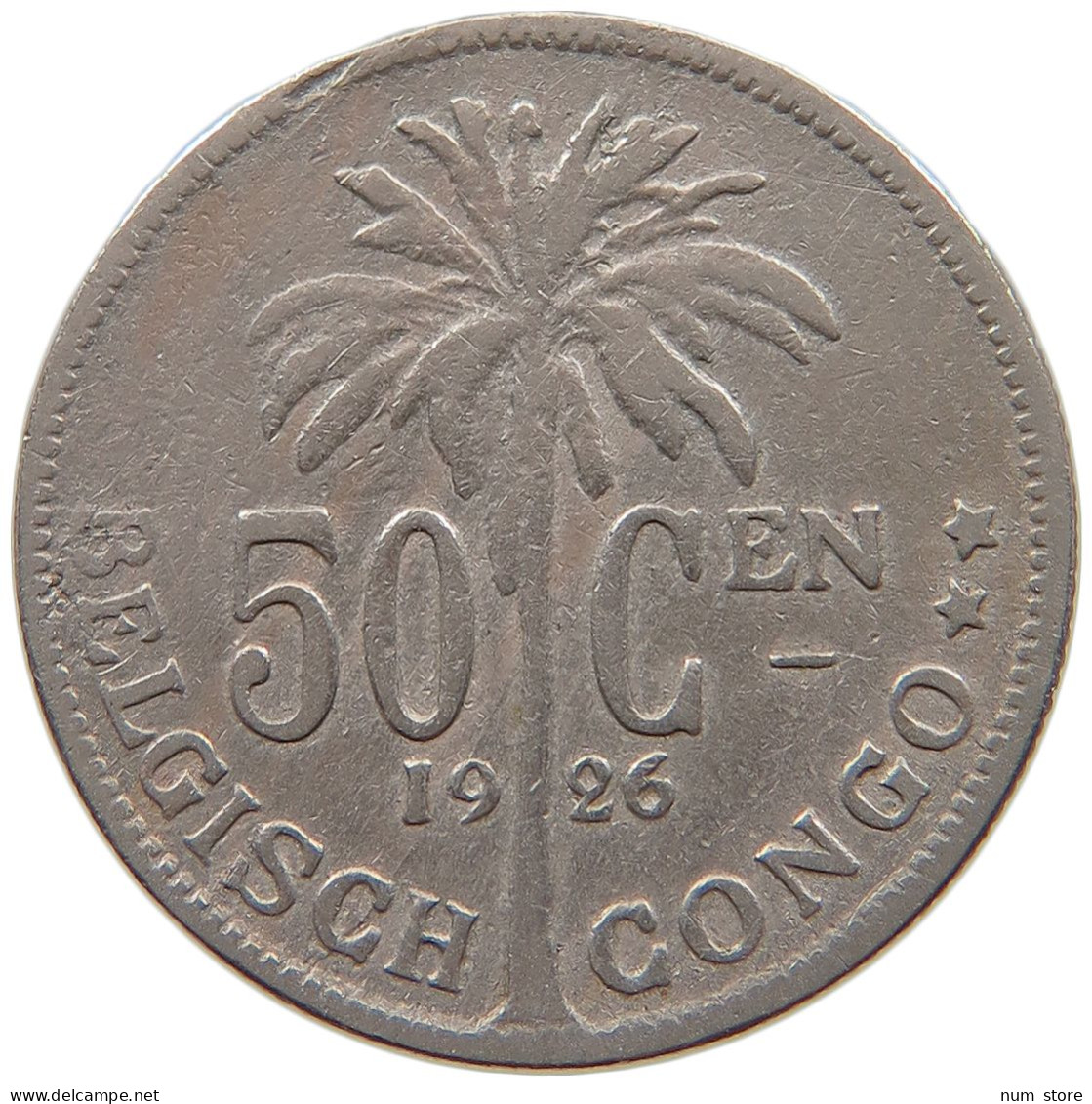 CONGO BELGIAN 50 CENTIMES 1926  #a061 0085 - 1910-1934: Albert I.