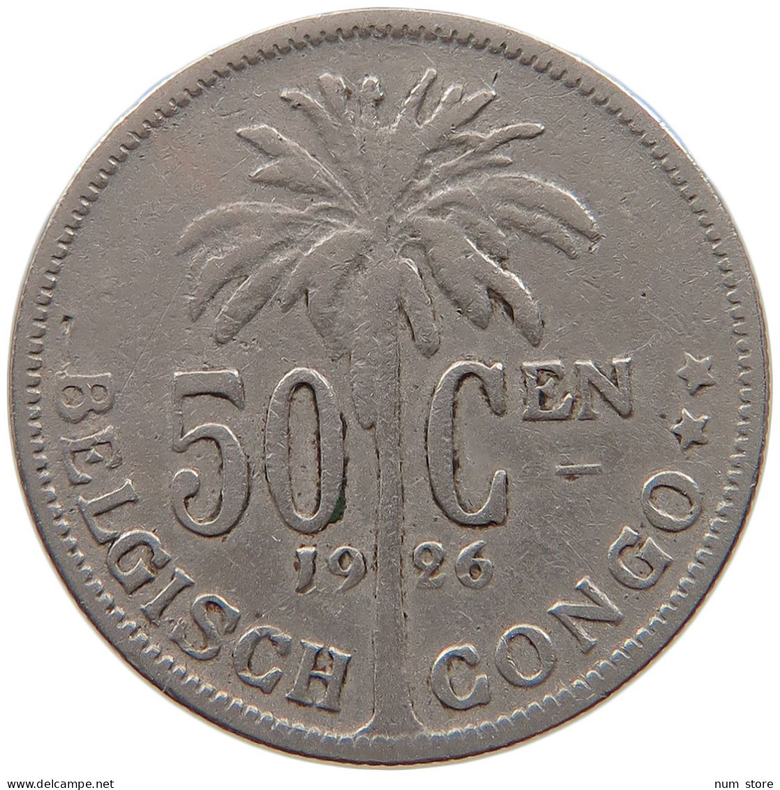 CONGO BELGIAN 50 CENTIMES 1926  #a061 0065 - 1910-1934: Albert I