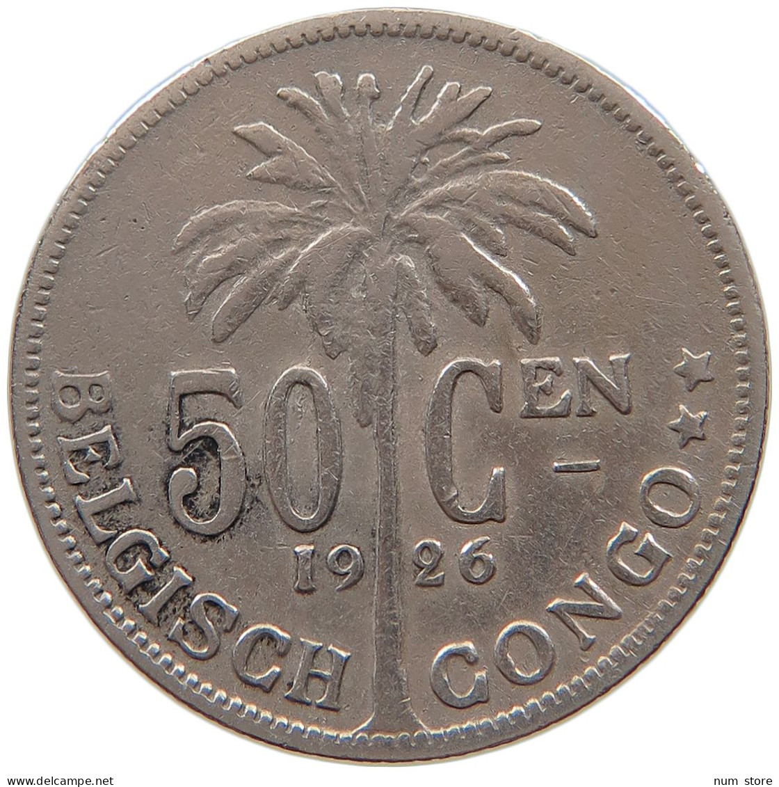 CONGO BELGIAN 50 CENTIMES 1926  #a061 0133 - 1910-1934: Alberto I