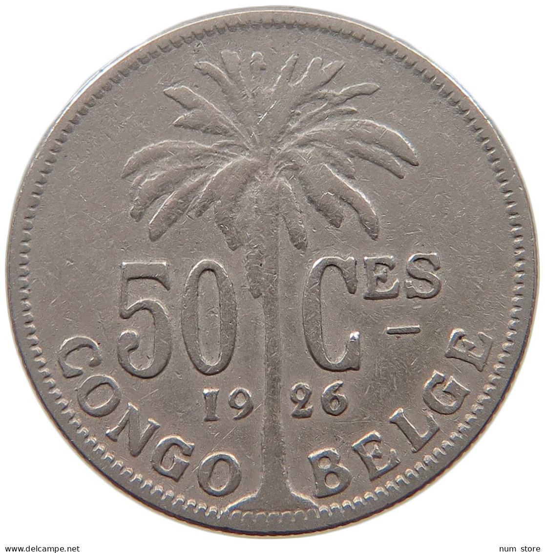 CONGO BELGIAN 50 CENTIMES 1926  #a061 0097 - 1910-1934: Albert I.