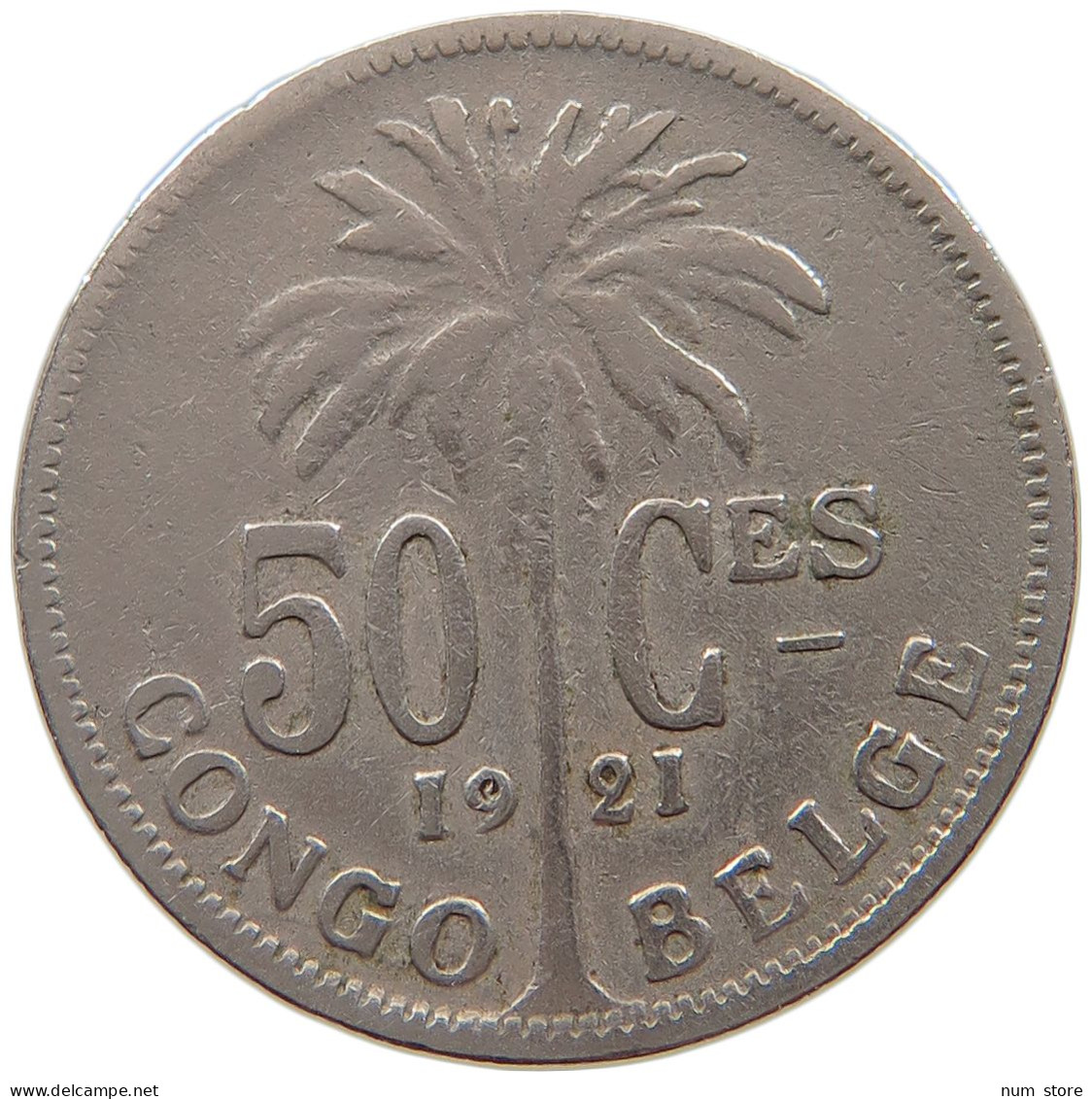 CONGO BELGIAN 50 CENTIMES 1921  #a061 0139 - 1910-1934: Albert I.