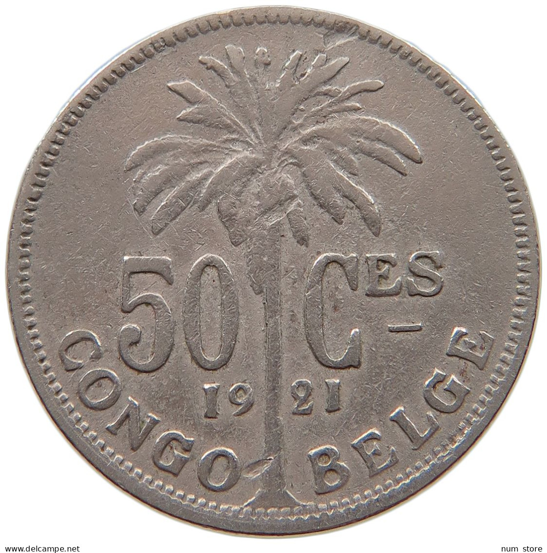 CONGO BELGIAN 50 CENTIMES 1921  #a061 0083 - 1910-1934: Albert I