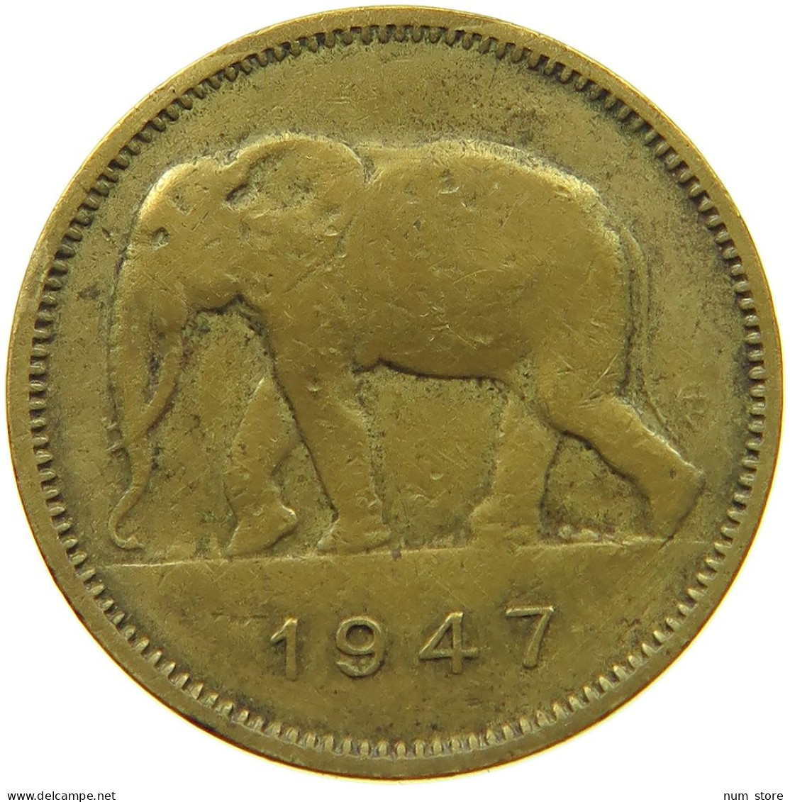 CONGO BELGIAN 2 FRANCS 1947  #s080 0595 - 1945-1951: Regency