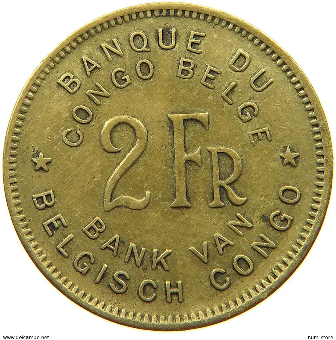 CONGO BELGIAN 2 FRANCS 1946  #s080 0561 - 1945-1951: Regencia