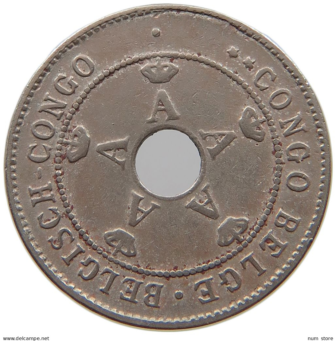 CONGO BELGIAN 10 CENTIMES 1911  #a062 0165 - 1910-1934: Alberto I