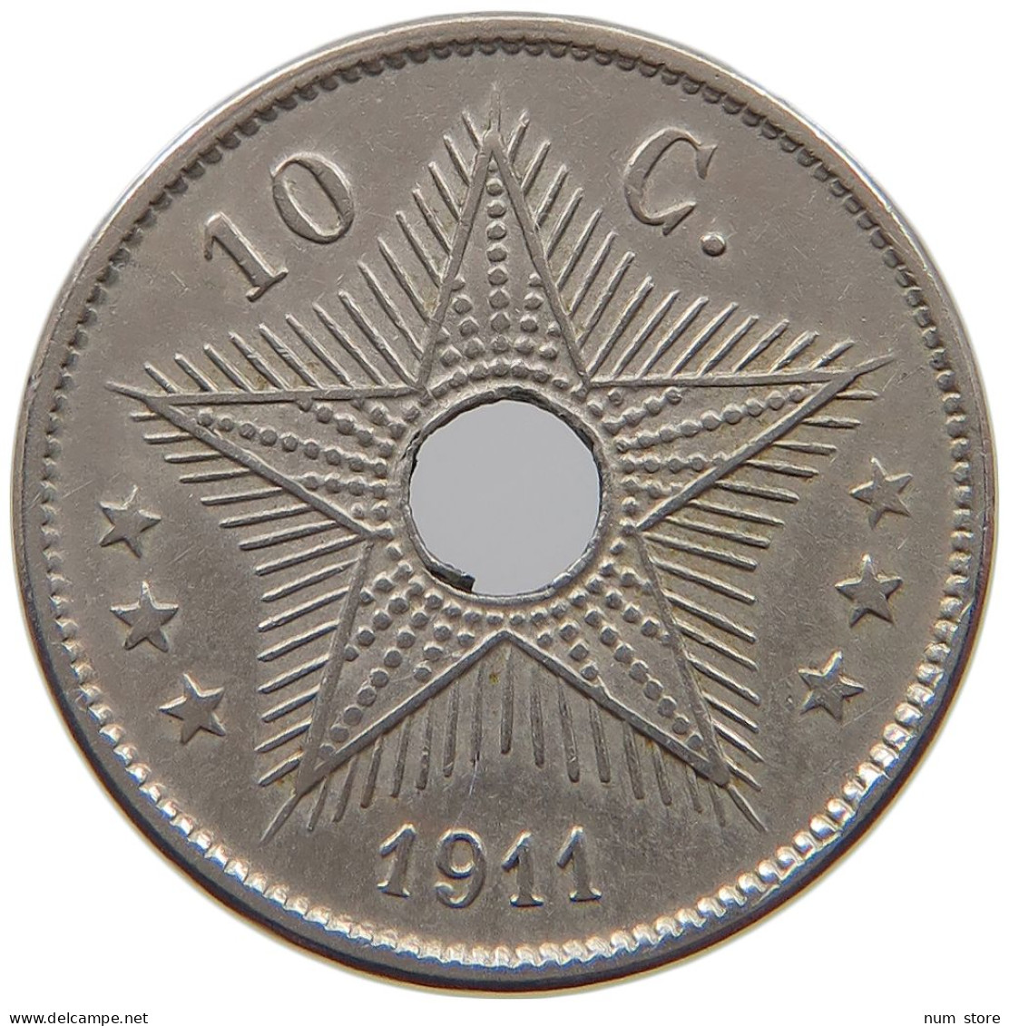 CONGO BELGIAN 10 CENTIMES 1911  #a062 0161 - 1910-1934: Albert I.