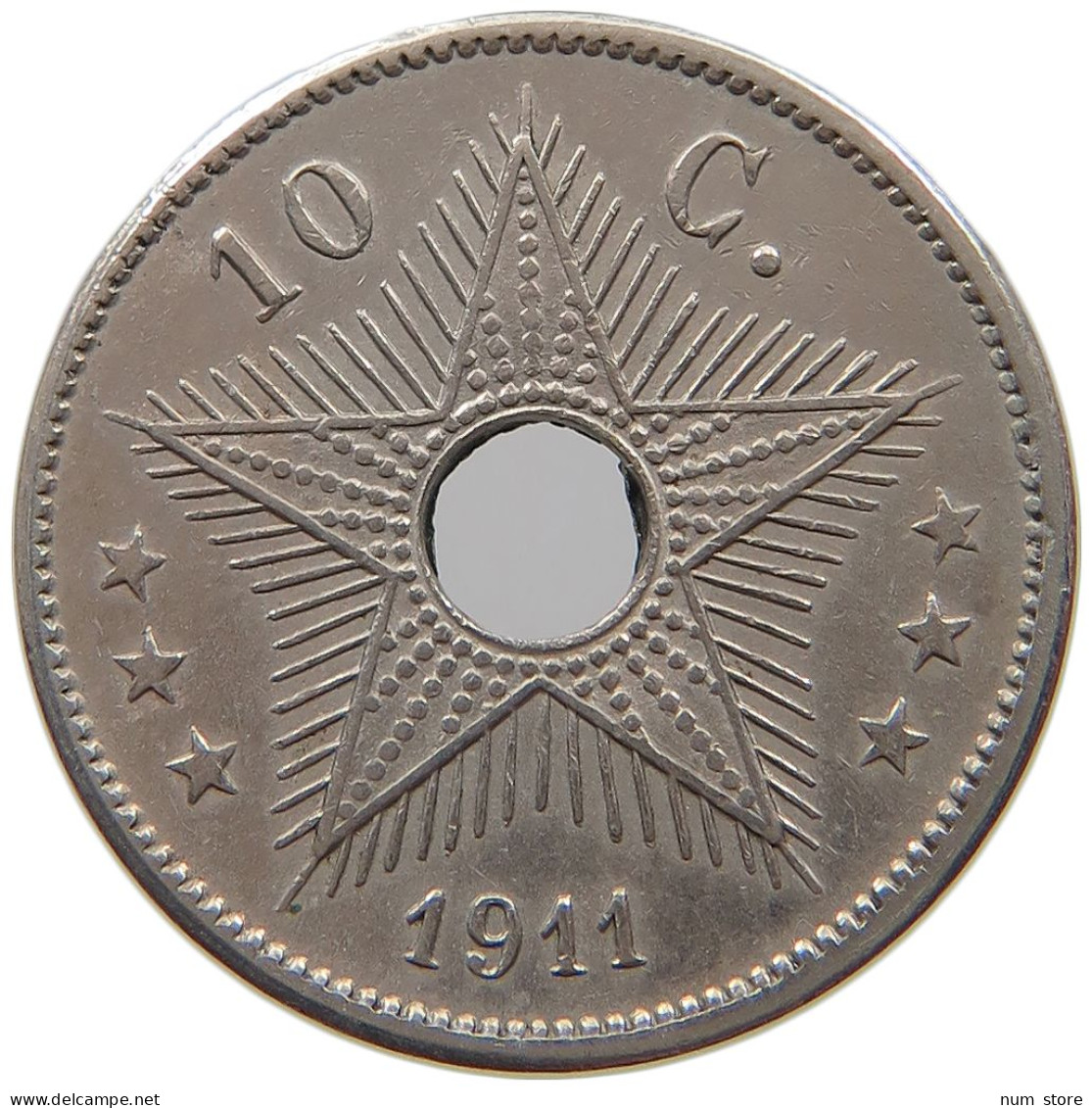 CONGO BELGIAN 10 CENTIMES 1911  #a062 0145 - 1910-1934: Alberto I