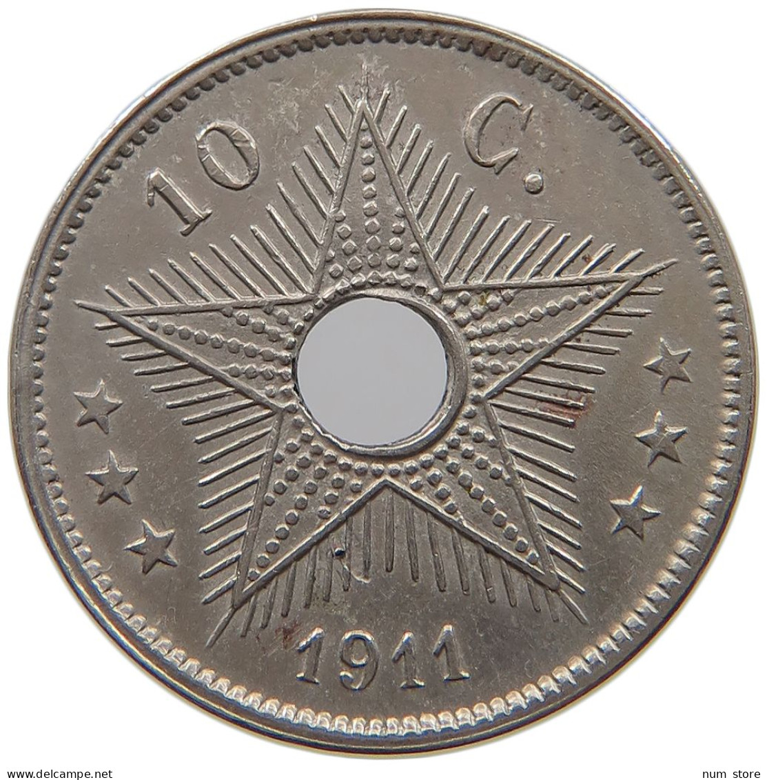 CONGO BELGIAN 10 CENTIMES 1911  #a062 0129 - 1910-1934: Albert I.