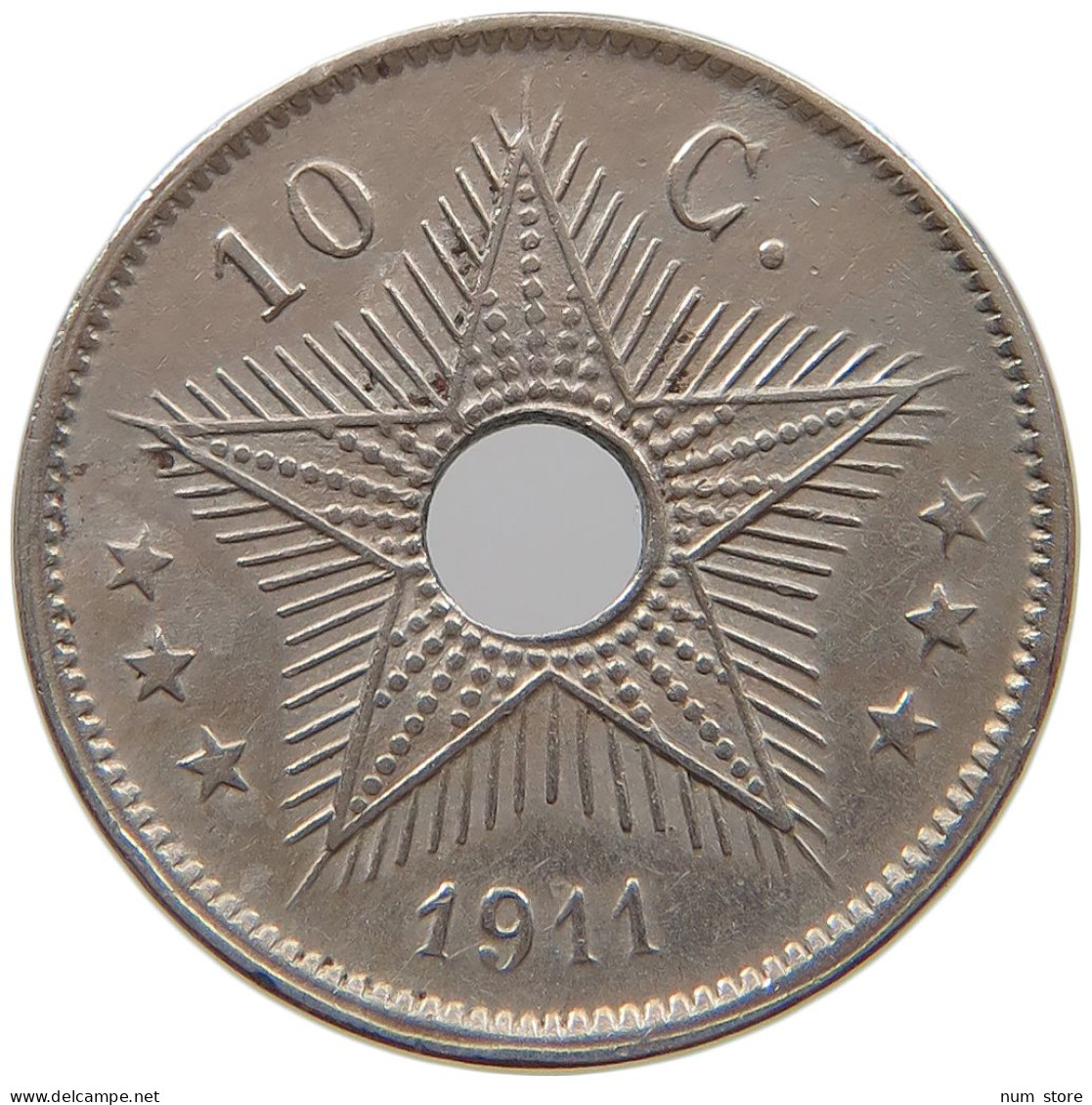 CONGO BELGIAN 10 CENTIMES 1911  #a062 0113 - 1910-1934: Albert I.