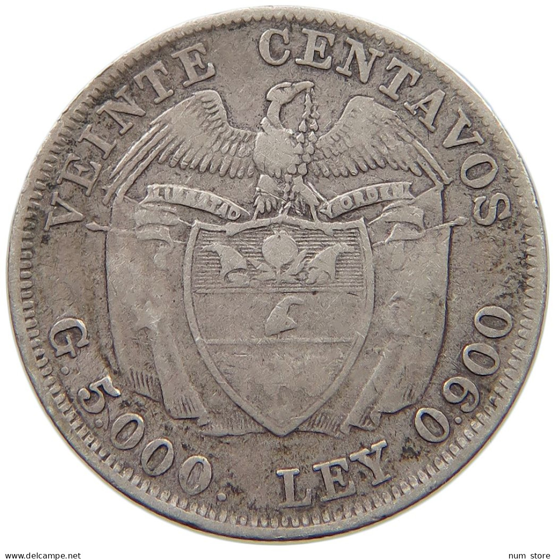 COLOMBIA 20 CENTAVOS 1914  #t135 0045 - Colombie