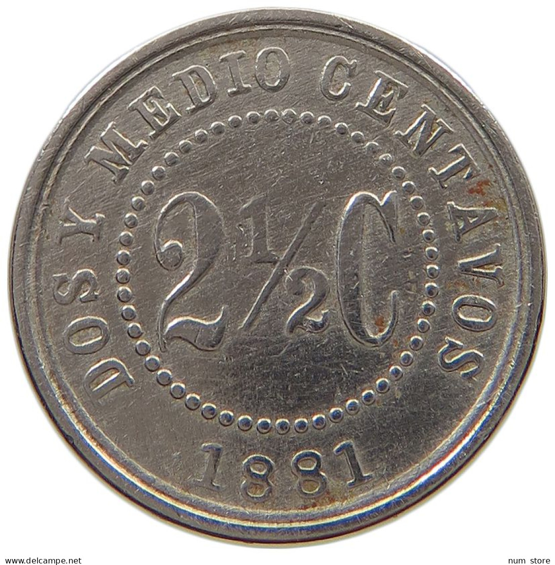 COLOMBIA 2 1/2 CENTAVOS 1881  #a002 0189 - Colombia