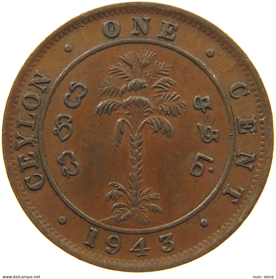 CEYLON CENT 1943 George VI. (1936-1952) #c022 0161 - Sri Lanka