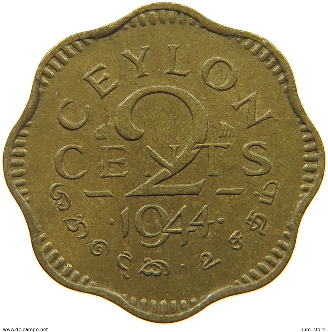 CEYLON 2 CENTS 1944 George VI. (1936-1952) #a094 0401 - Sri Lanka