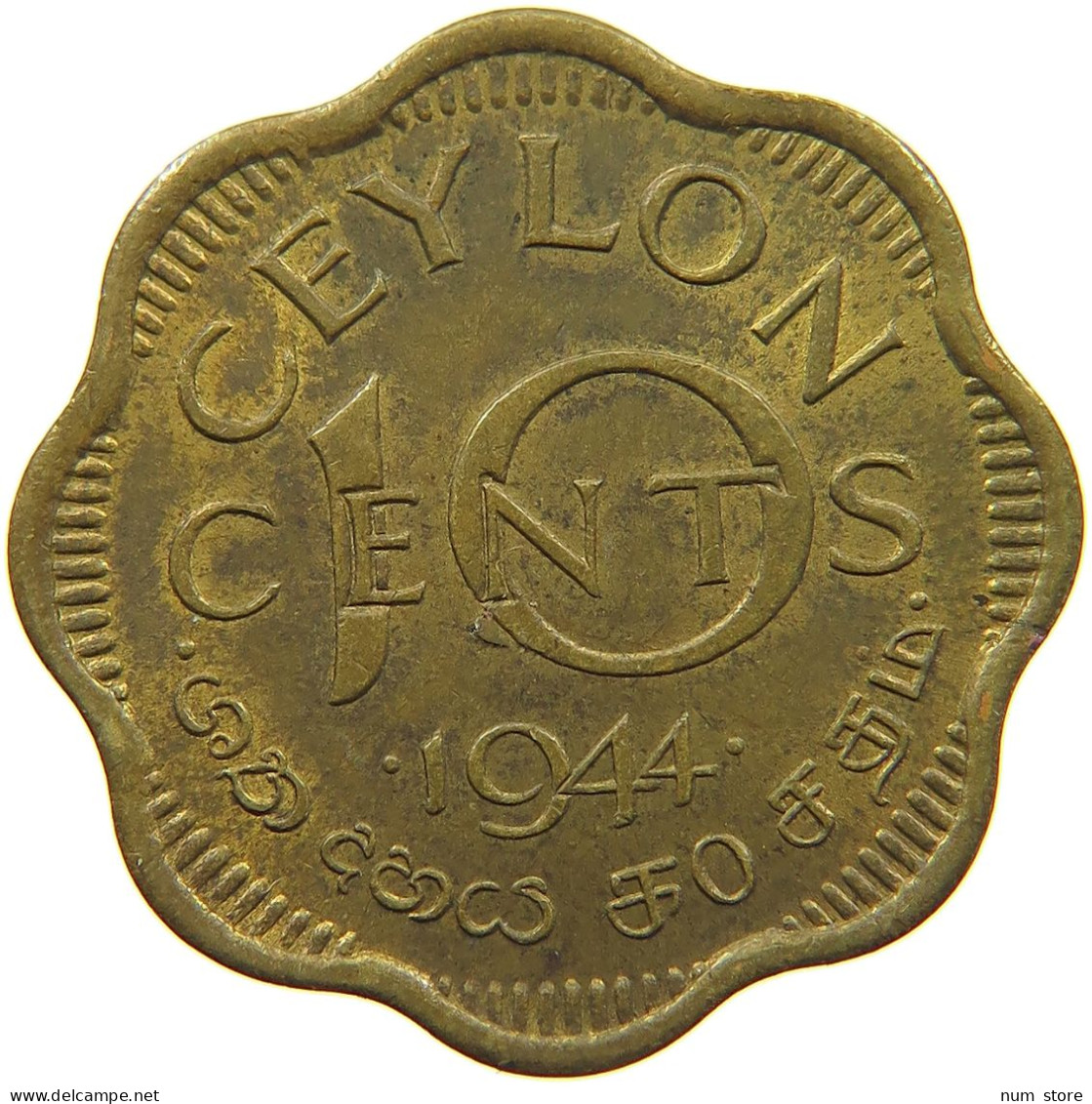 CEYLON 10 CENTS 1944 George VI. (1936-1952) #c014 0343 - Sri Lanka