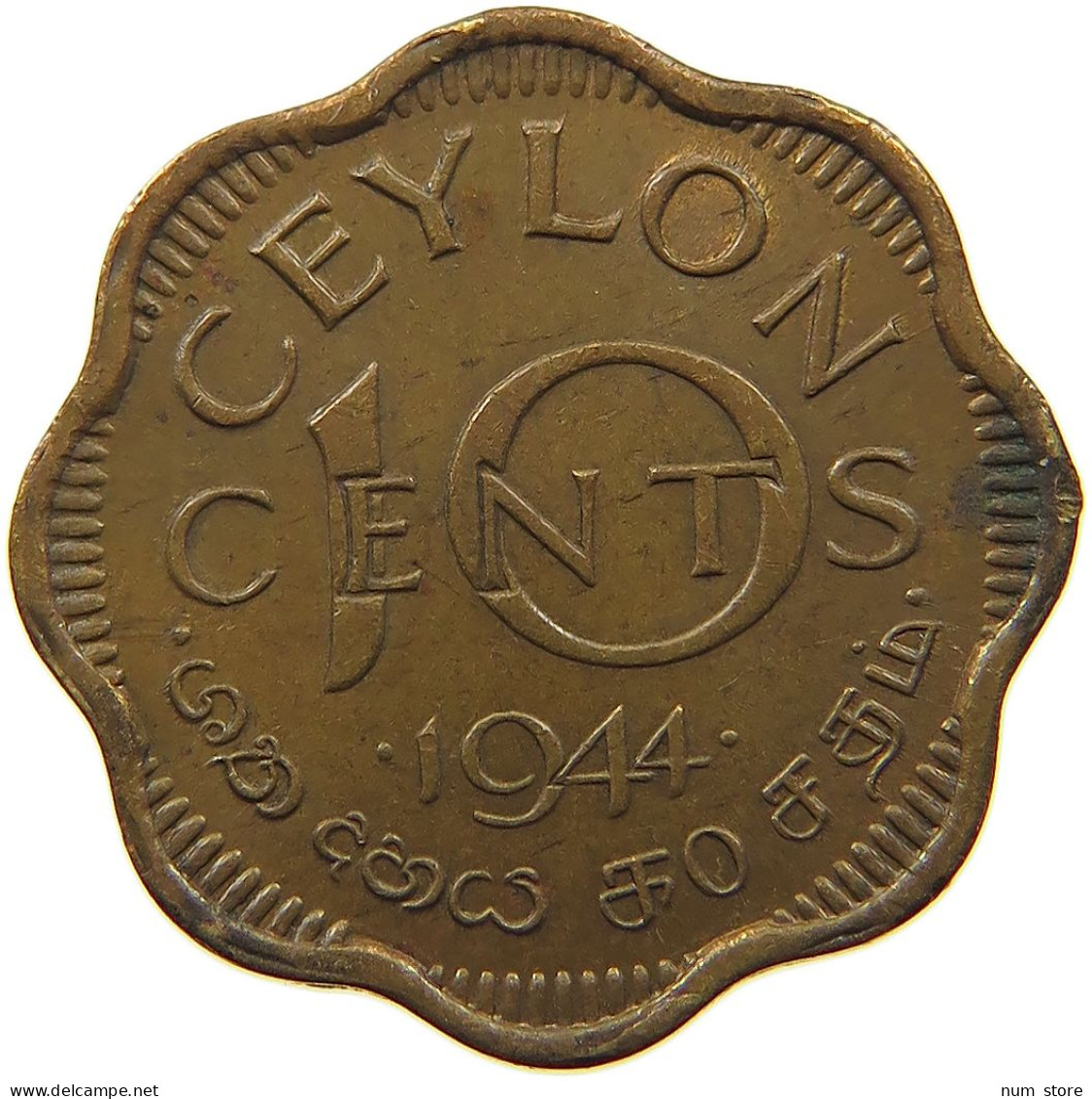 CEYLON 10 CENTS 1944 George VI. (1936-1952) #s050 0541 - Sri Lanka