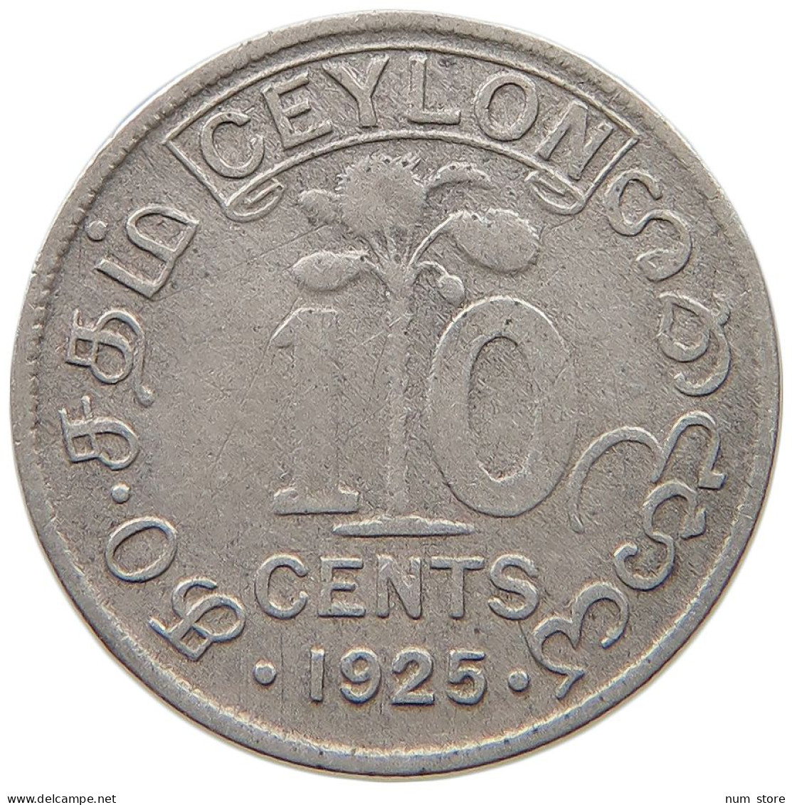 CEYLON 10 CENTS 1925 George V. (1910-1936) #a034 0199 - Sri Lanka