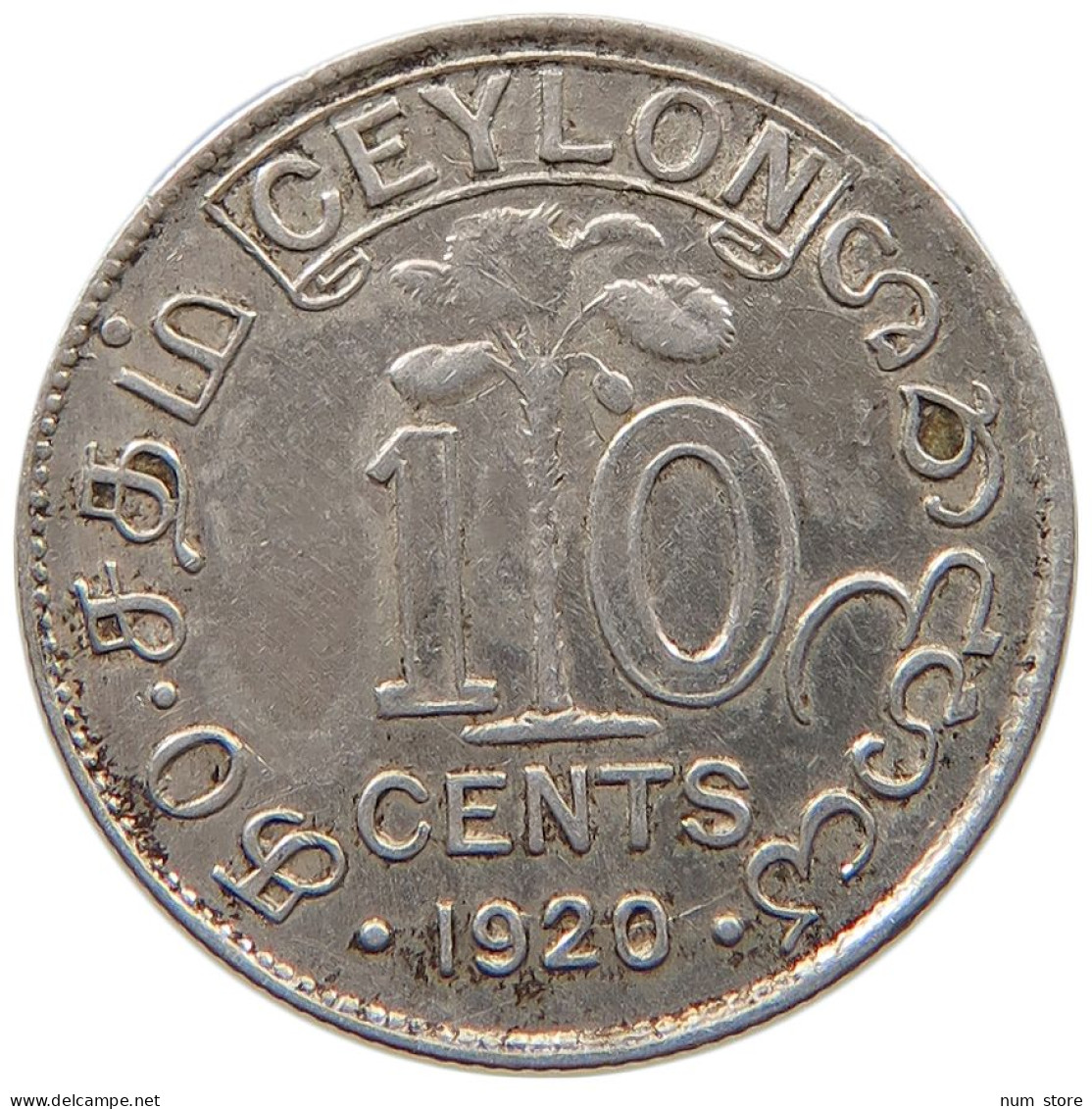 CEYLON 10 CENTS 1920 George V. (1910-1936) #c018 0313 - Sri Lanka