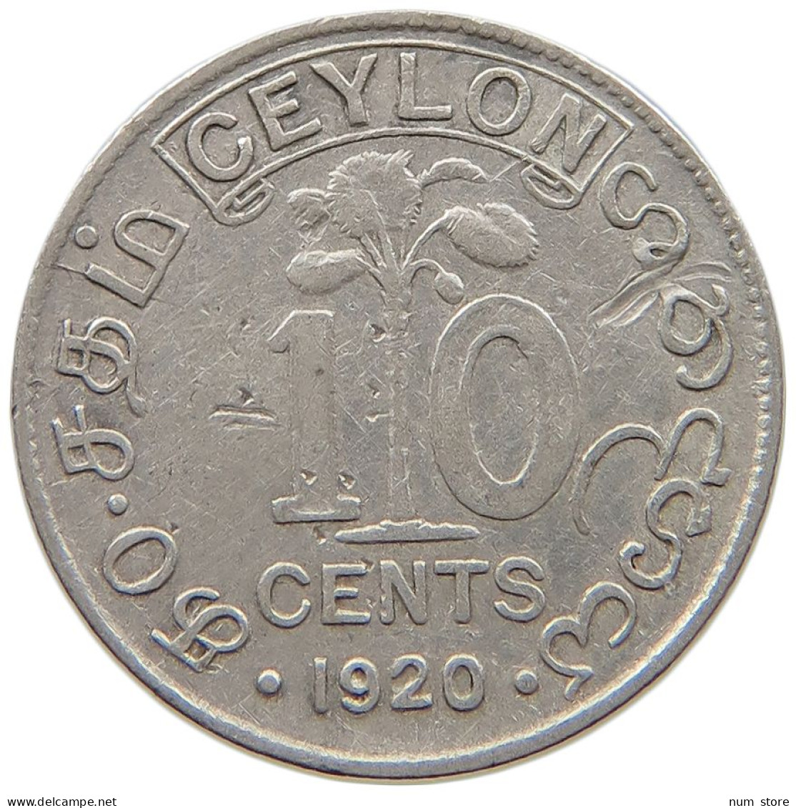 CEYLON 10 CENTS 1920 George V. (1910-1936) #a090 0519 - Sri Lanka