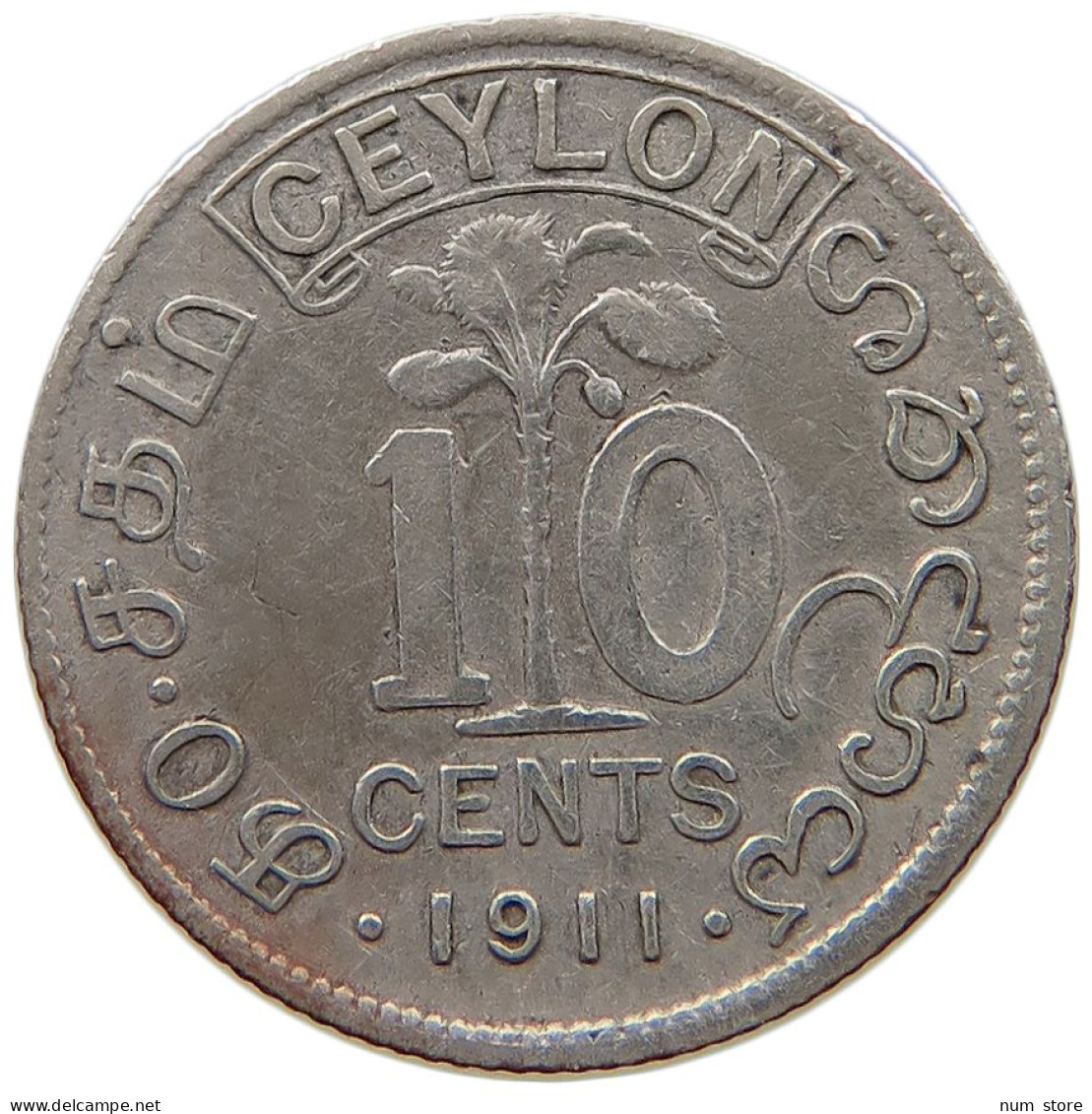 CEYLON 10 CENTS 1911 George V. (1910-1936) #a090 0517 - Sri Lanka