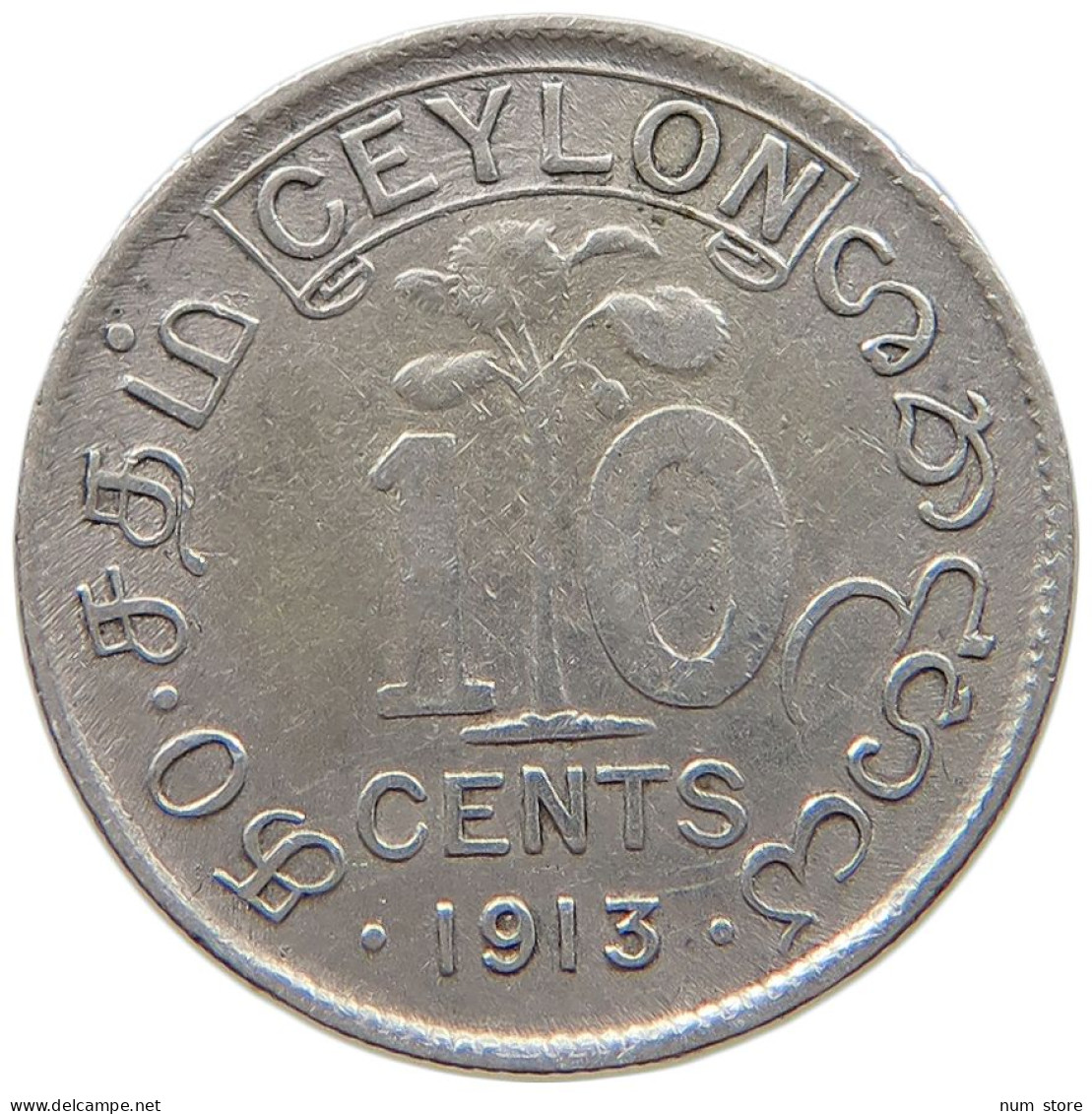 CEYLON 10 CENTS 1913 George V. (1910-1936) #a090 0513 - Sri Lanka