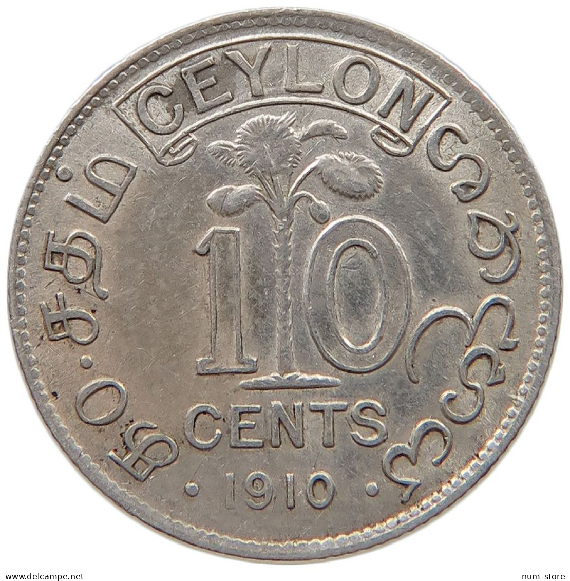 CEYLON 10 CENTS 1910 Edward VII., 1901 - 1910 #c018 0315 - Sri Lanka