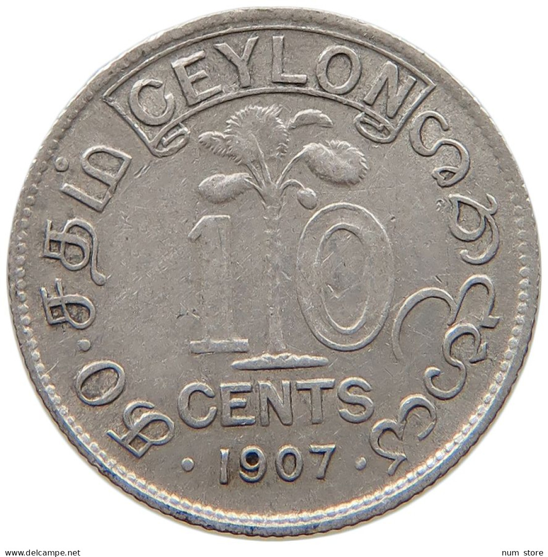 CEYLON 10 CENTS 1907 Edward VII., 1901 - 1910 #c052 0121 - Sri Lanka