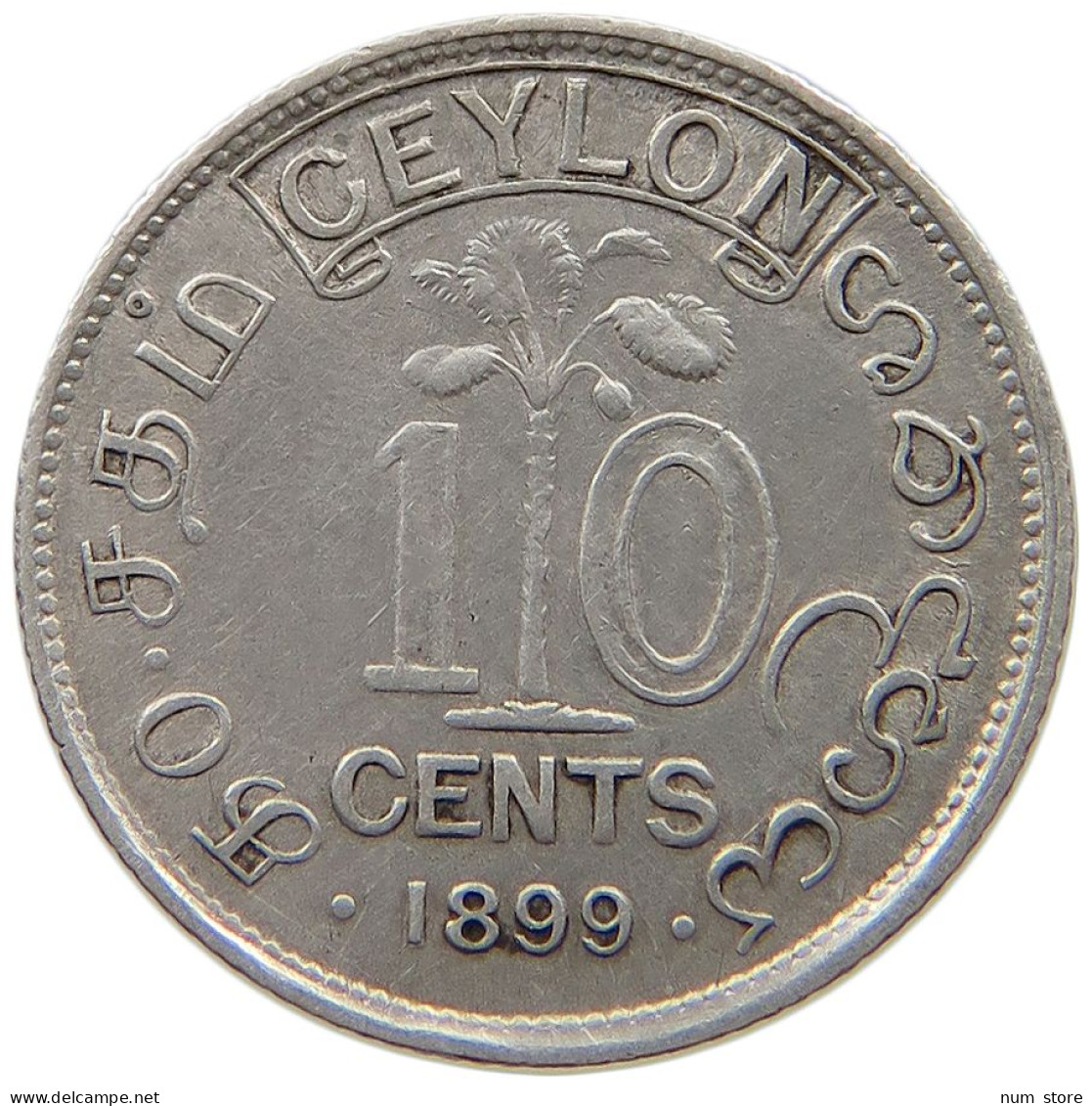 CEYLON 10 CENTS 1899 Victoria 1837-1901 #t063 0397 - Sri Lanka