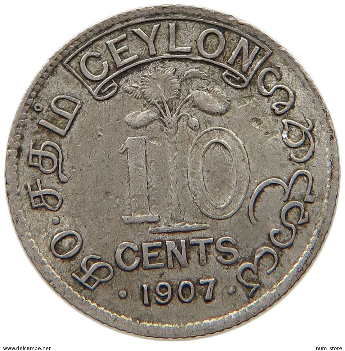 CEYLON 10 CENTS 1907 Edward VII., 1901 - 1910 #s017 0165 - Sri Lanka