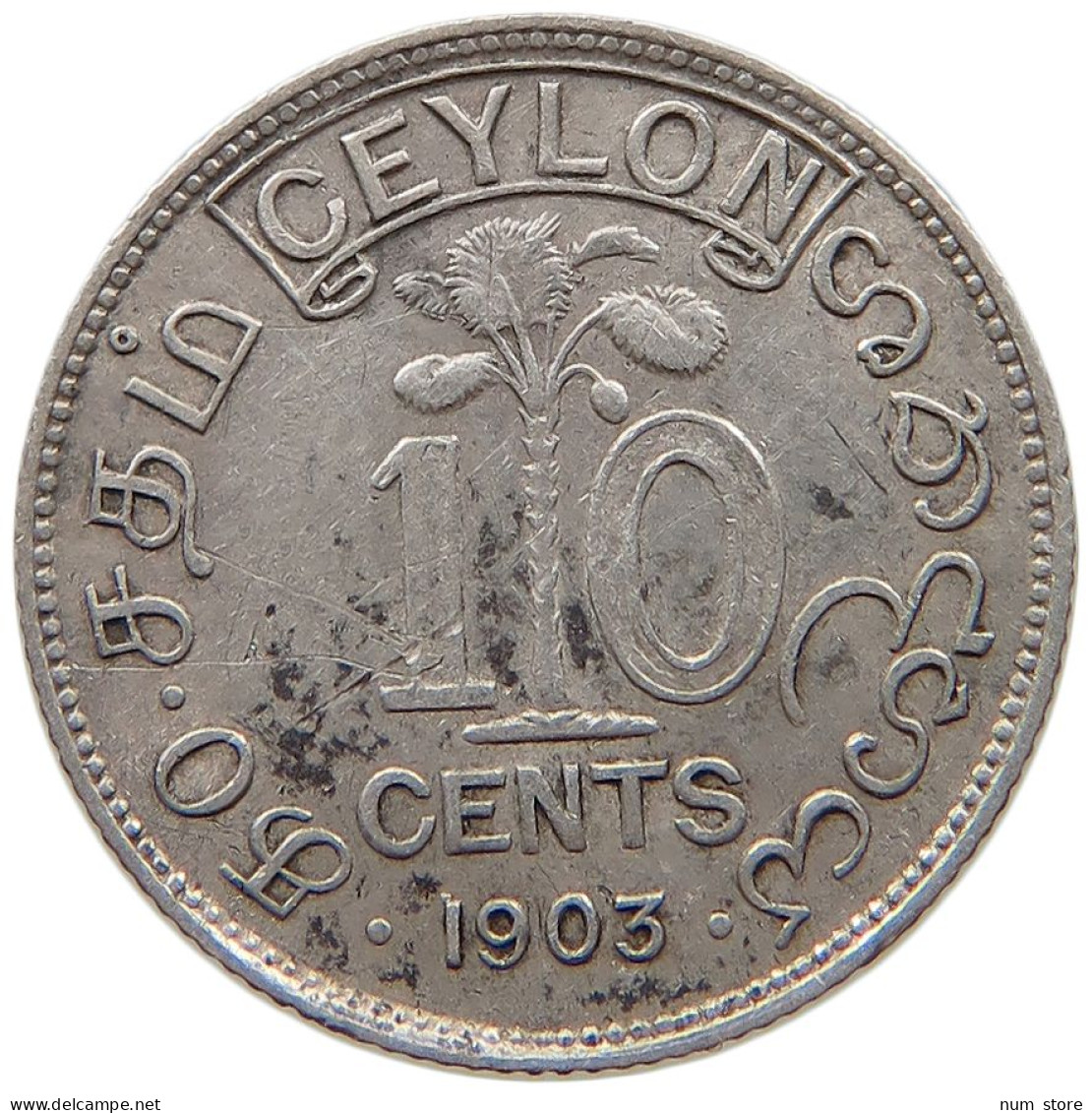 CEYLON 10 CENTS 1903 Edward VII., 1901 - 1910 #c052 0097 - Sri Lanka