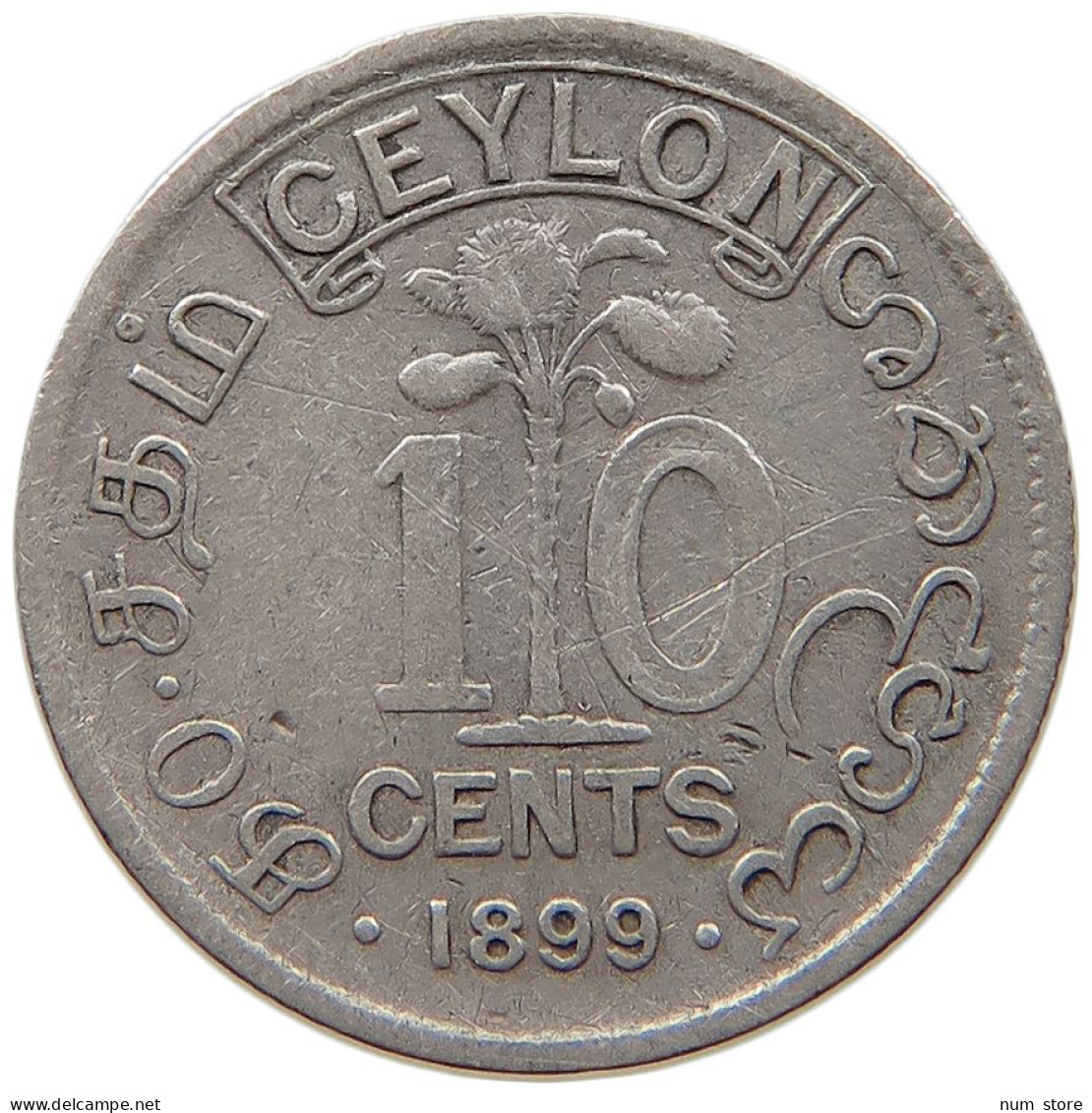 CEYLON 10 CENTS 1899 Victoria 1837-1901 #c052 0119 - Sri Lanka