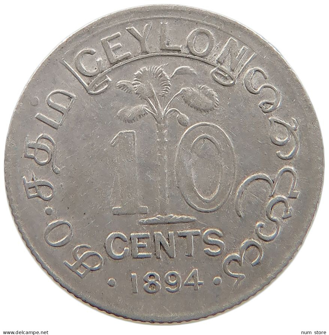 CEYLON 10 CENTS 1894 Victoria 1837-1901 #t070 0335 - Sri Lanka