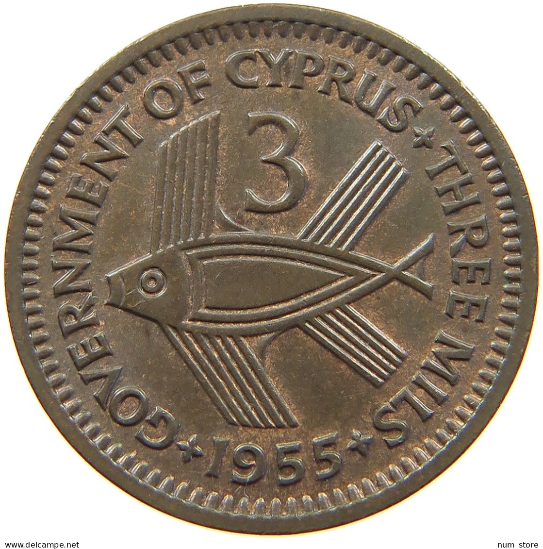 CYPRUS 3 MILS 1955 Elizabeth II. (1952-2022) #a014 0107 - Cyprus